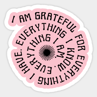 I am grateful yoga meditation shirt Sticker